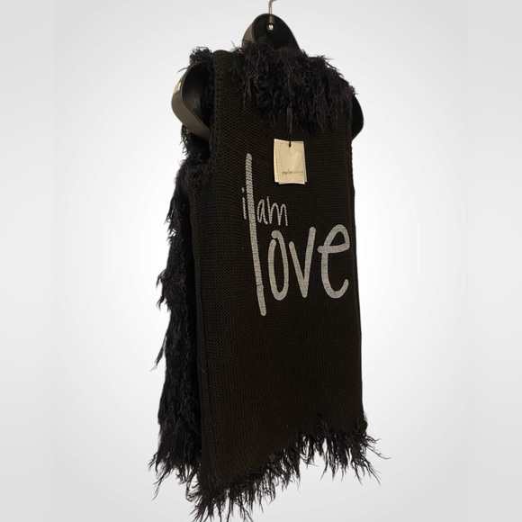 Peace Love World Elegant Moni Black Vest | Shaggy Reversible Vest NWT 0ne Size - Picture 7 of 14